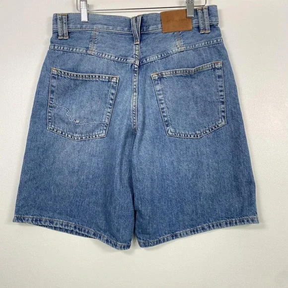 We The Free Shorts Womens 27 Blue Denim Bermuda Button Fly Relaxed 100% Cotton - Picture 5 of 14